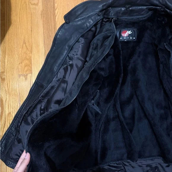 men’s black vintage radius leather jacket - Picture 4 of 7